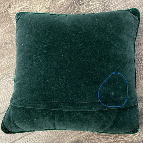 Needlepoint Golf Pillow Handmade Vintage Decorative 13x13  Golfer Velvet Zipper - Picture 8 of 9